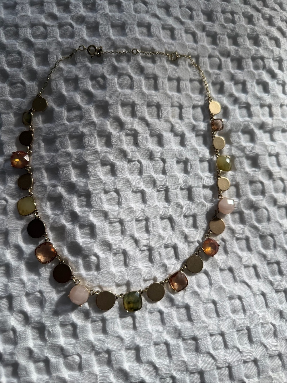 Gold Disc & Multicolor Stone Necklace - Women Jewelry